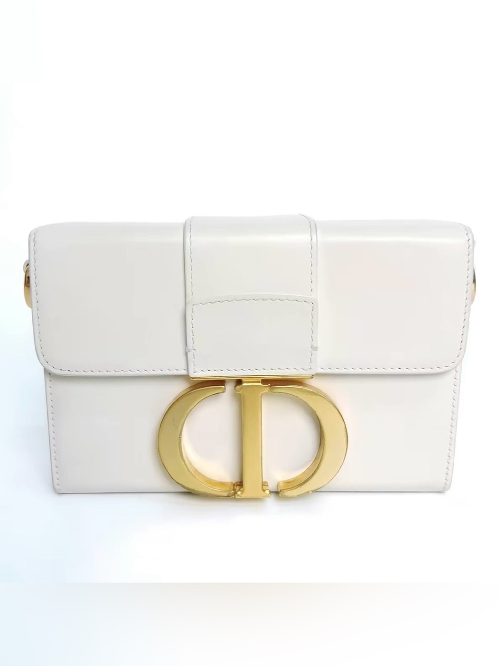 Dior White Leather Mini Shoulder Bag with Gold CD Hardware